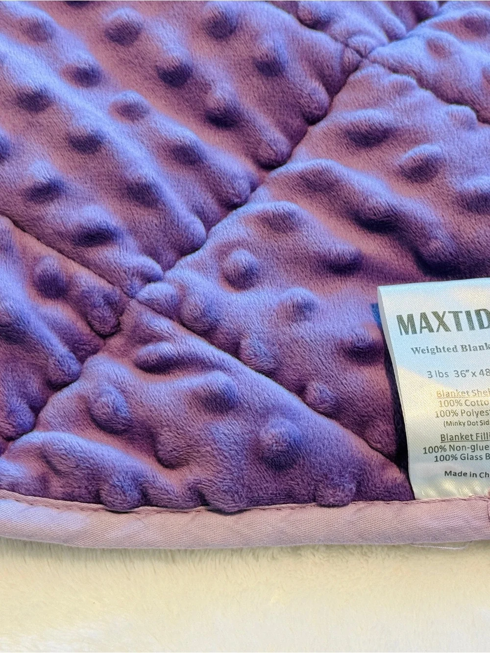 MAXTID Kids Weighted Blanket 3 lb 36x48 Purple Minky Cotton